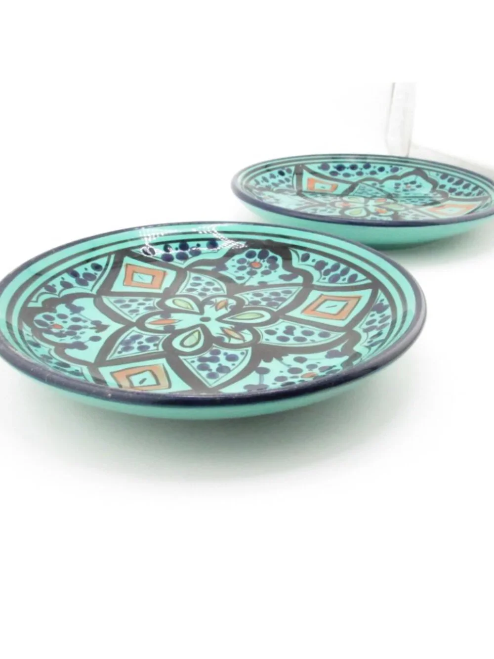 Set Pottery Barn Green / turquoise Kasara Moroccan Mosaic Salad Appetizer Plates